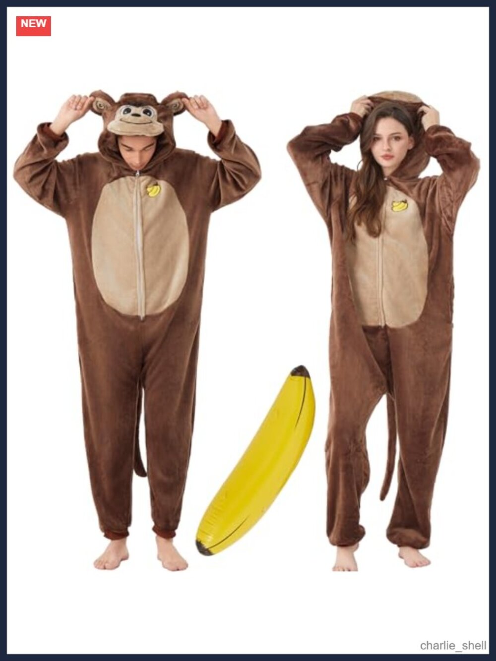 Adult Flannel Animal Onesie Costume Monkey Pajamas Halloween Sleepwear